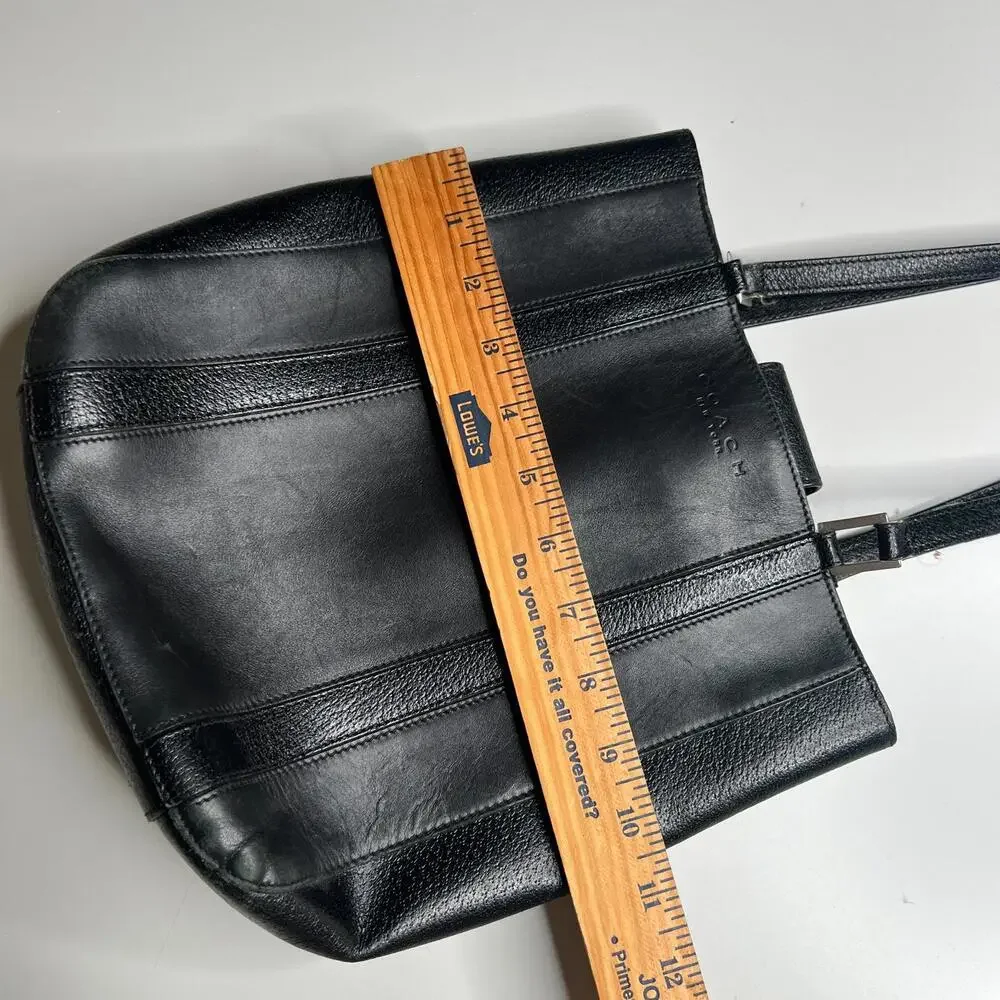 Coach F9E-6706 Black Leather Tote Shoulder‎ Bag Purse Classic Vintage